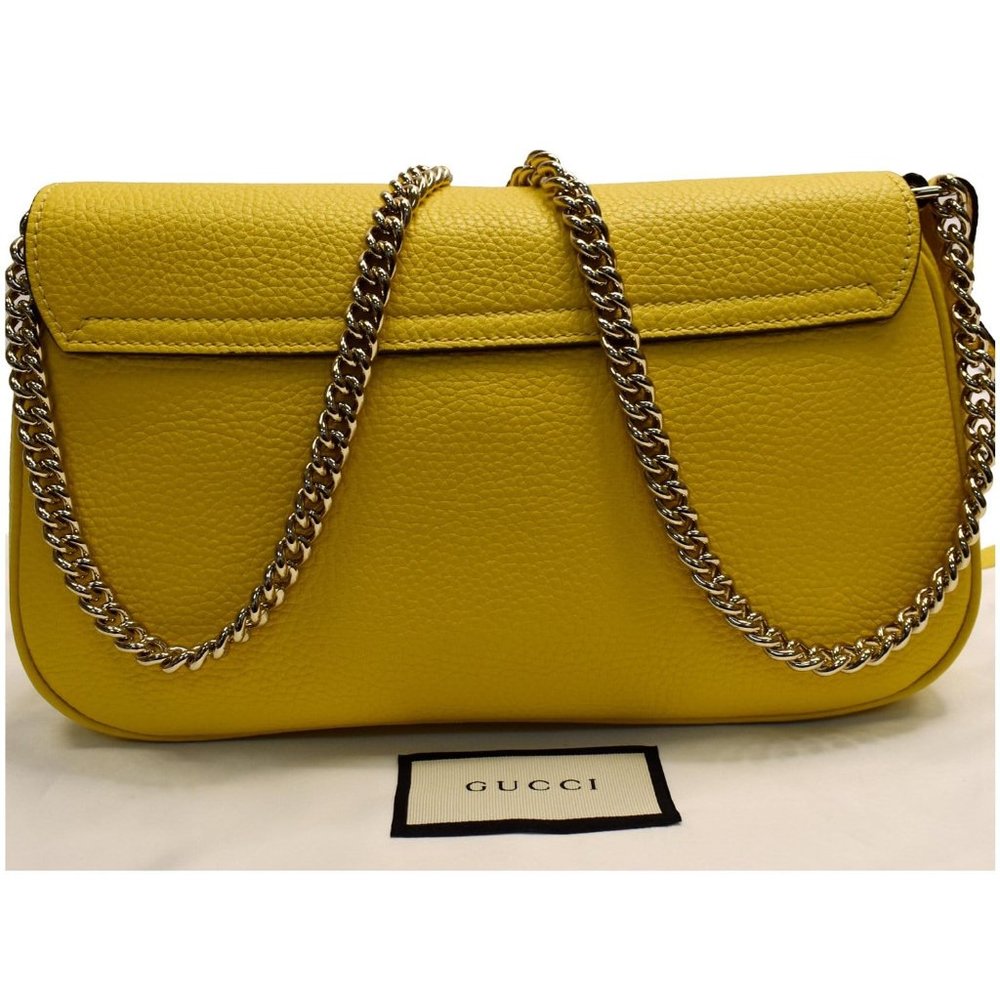 Gucci Soho Chain Flap Yellow Leather Shoulder Bag - Picture 3 of 12